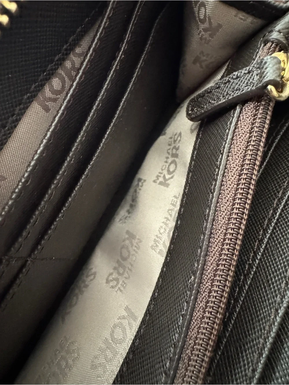 Michael Kors Brown Signature MK Logo Zip-Around Wallet